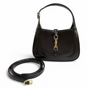GUCCI 637091 Jackie 1961 Mini Shoulder Bag, Leather, 2-Way Handbag, Black wit...